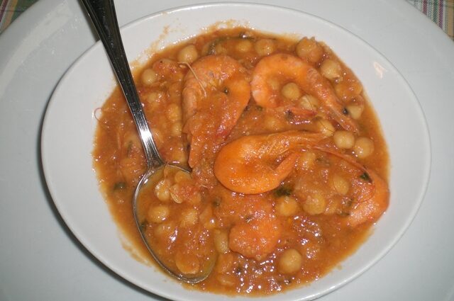 Zuppa di ceci e gamberetti