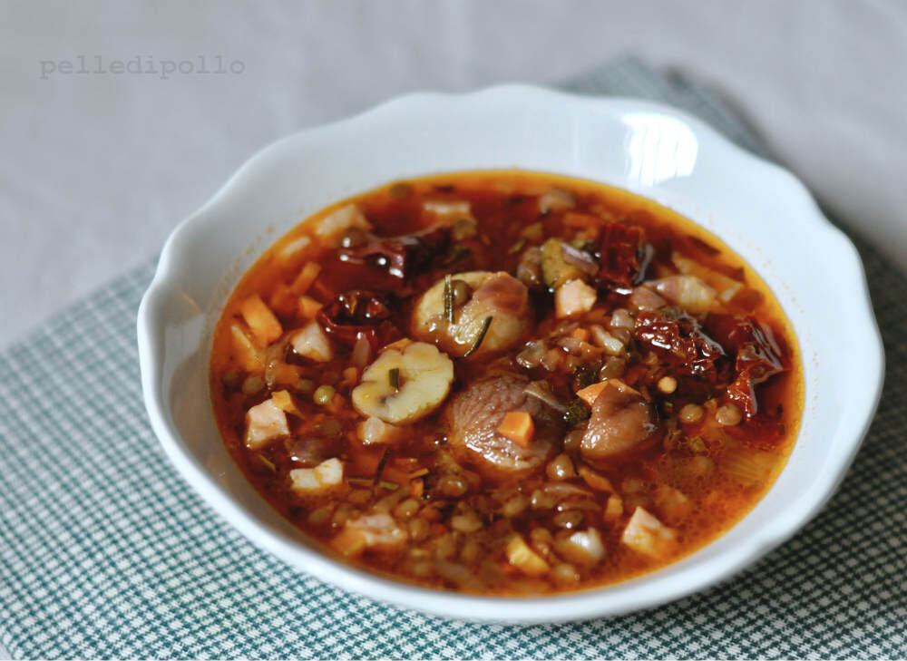 Zuppa di lenticchie e castagne