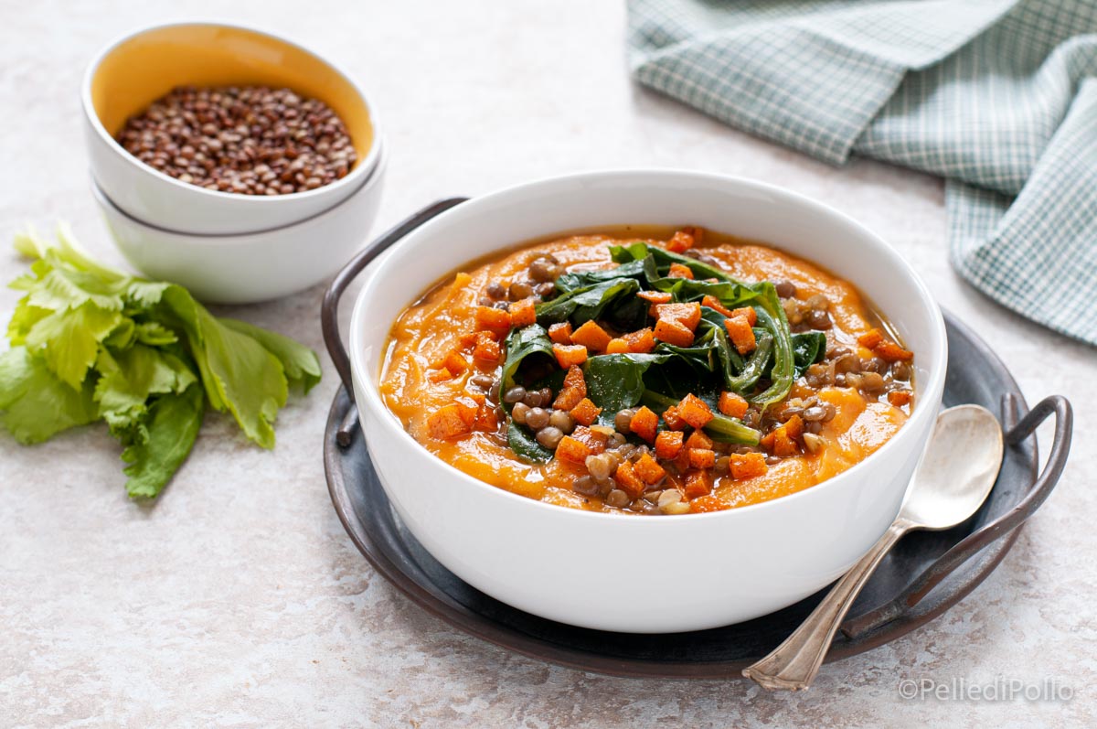 Zuppa di patate dolci e lenticchie