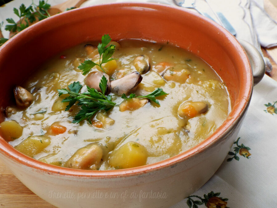 Zuppa di patate e cozze facile e veloce