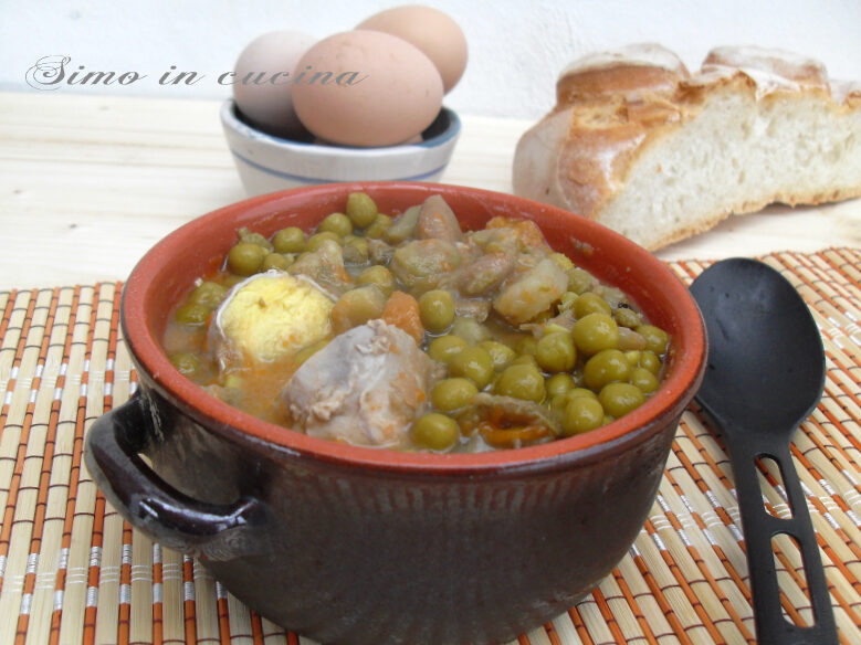 Zuppa di piselli fave e uova