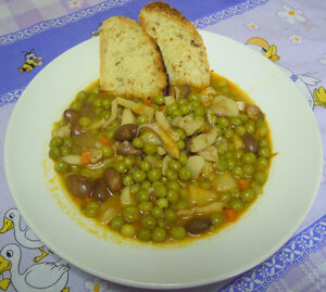 Zuppa di seppioline e pisellini