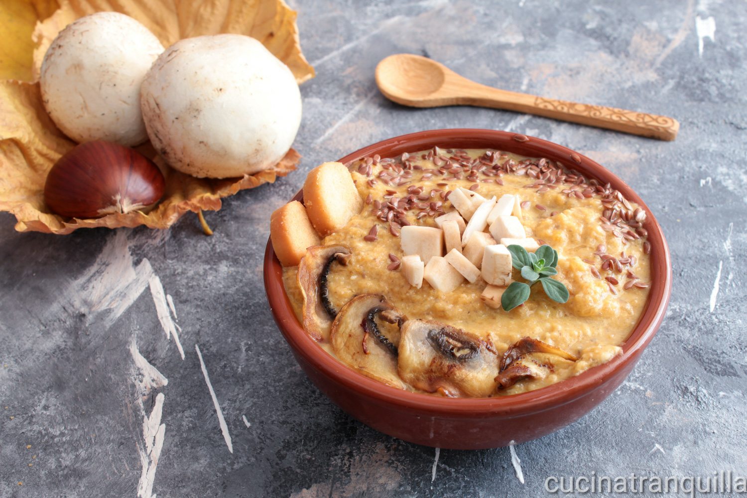 Zuppa di zucca e funghi