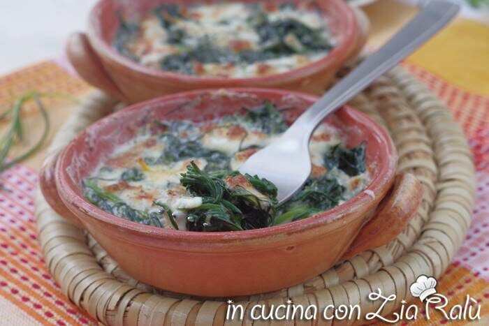 Agretti gratinati con mozzarella e limone