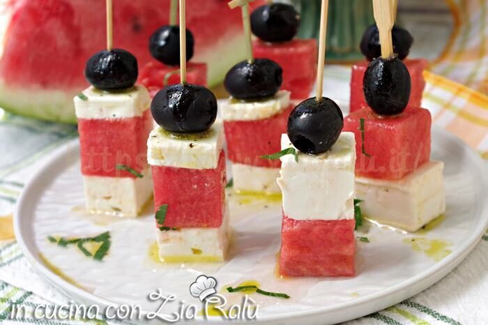 Antipasto anguria feta e olive nere