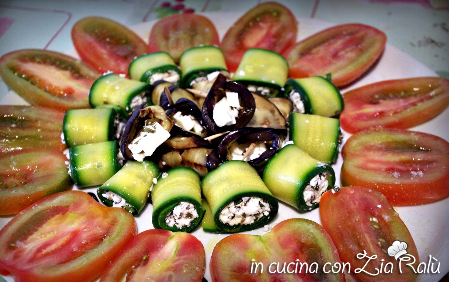 Antipasto zucchine e melanzane con feta