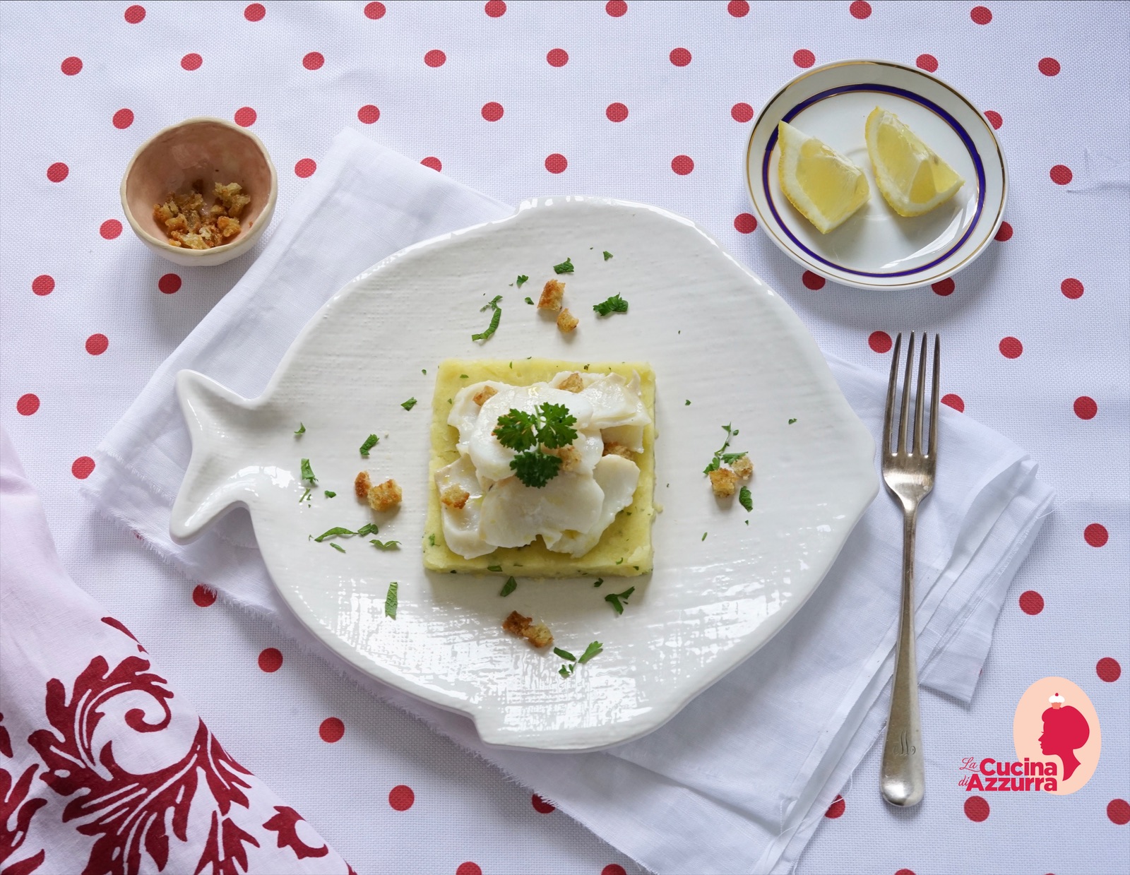 Baccala al vapore su base di patate mascè