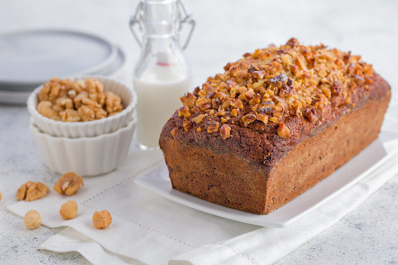 Banana bread with nuts