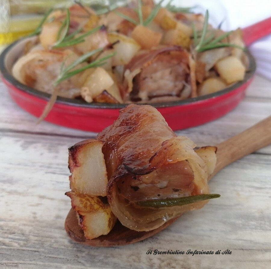 Bocconcini di arista in salsa di soia e pere