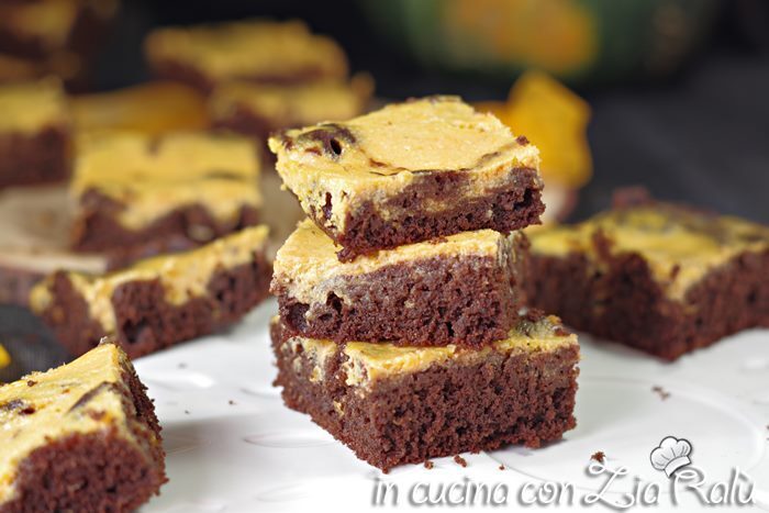 Brownies cheesecake alla zucca