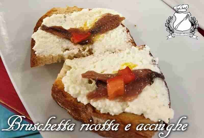 Bruschetta con ricotta e acciughe