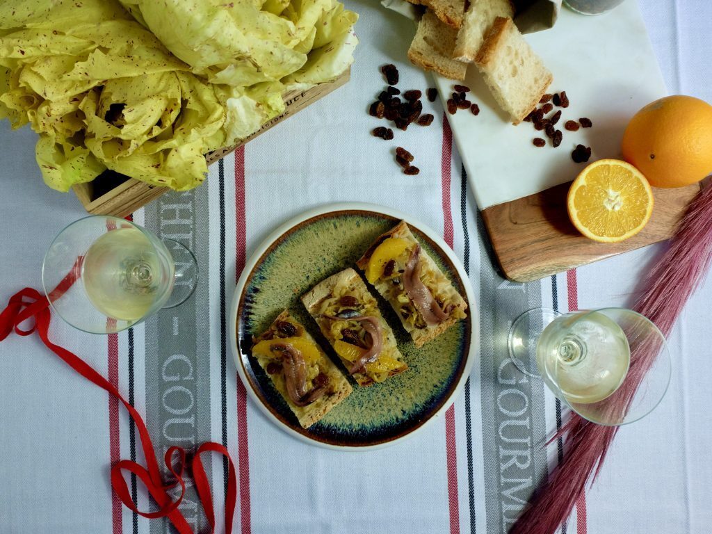 Bruschette al radicchio di castelfranco e acciughe