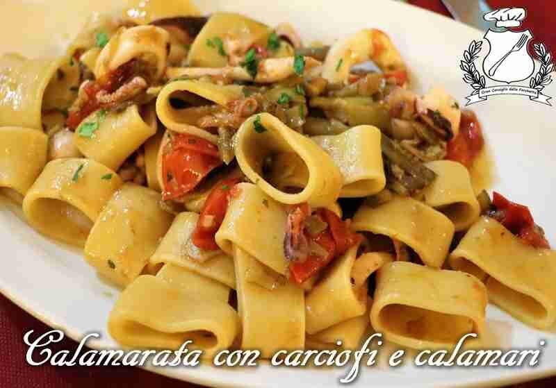 Calamarata con carciofi e calamari