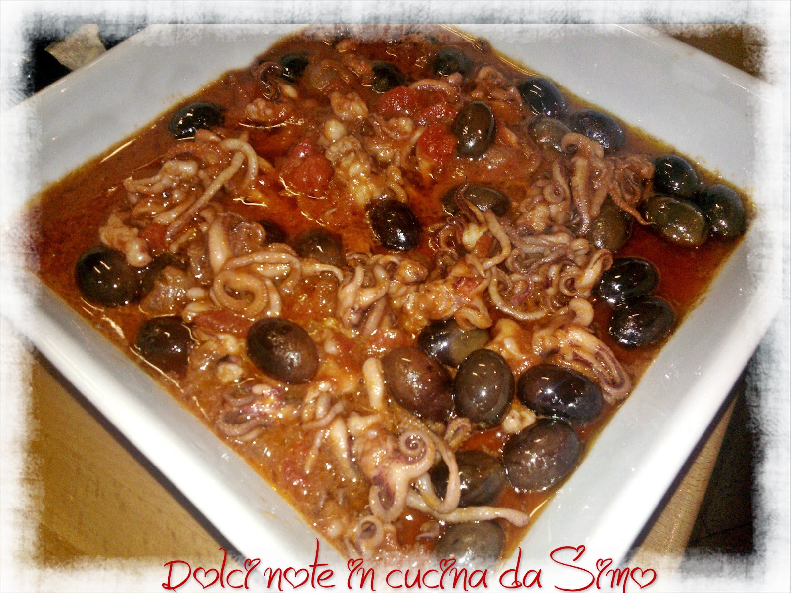 Calamaretti con olive leccino