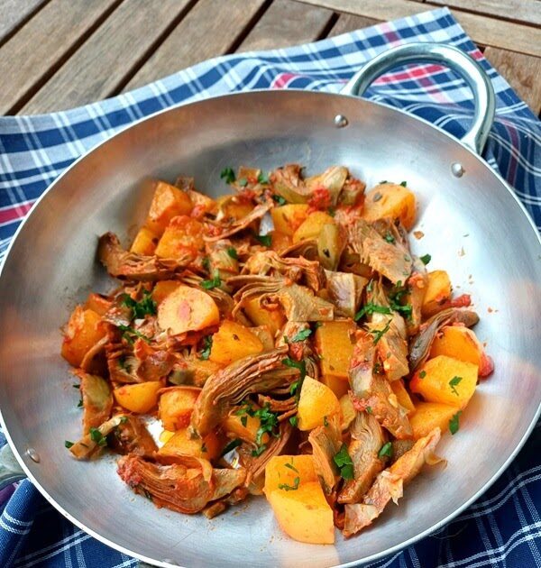 Carciofi e patate in umido