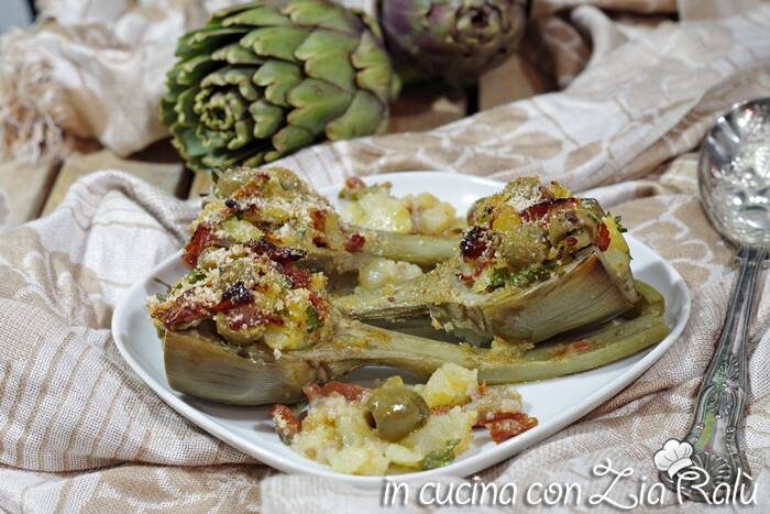 Carciofi ripieni di patate gratinati