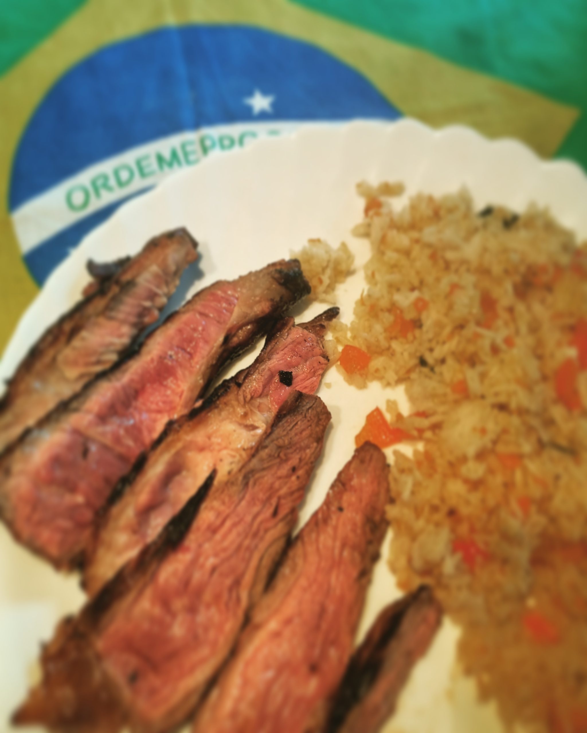 Carne asada (alla messicana) con riso alla greca