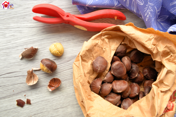 Castagne cotte nella friggitrice ad aria