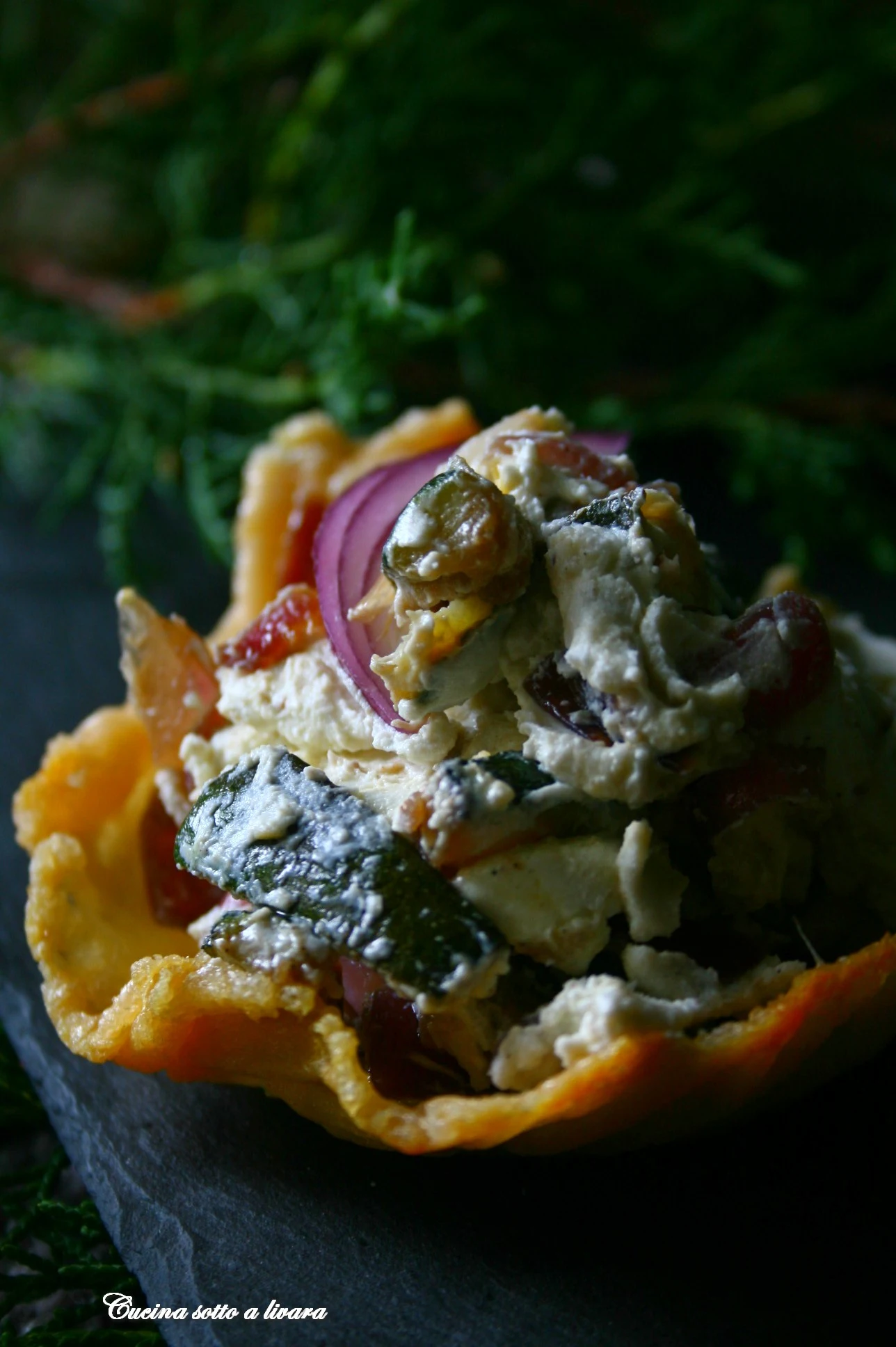 Cestini di grana con ricotta e verdure