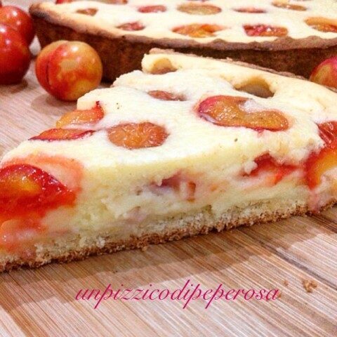 Cheesecake al forno con susine rosse