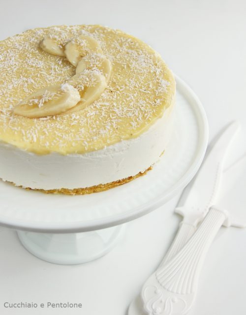 Cheesecake al limone con banana curd e biscuit al cocco per mtc57