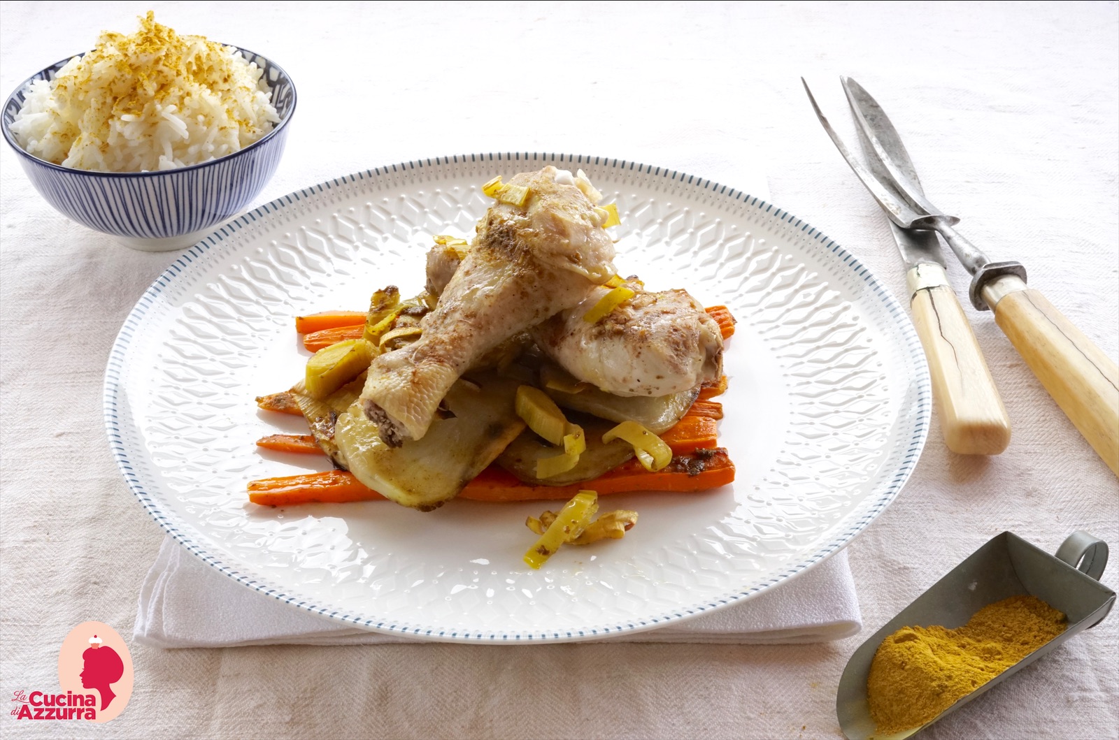 Cosce di pollo al curry con verdure al cartoccio speziate…