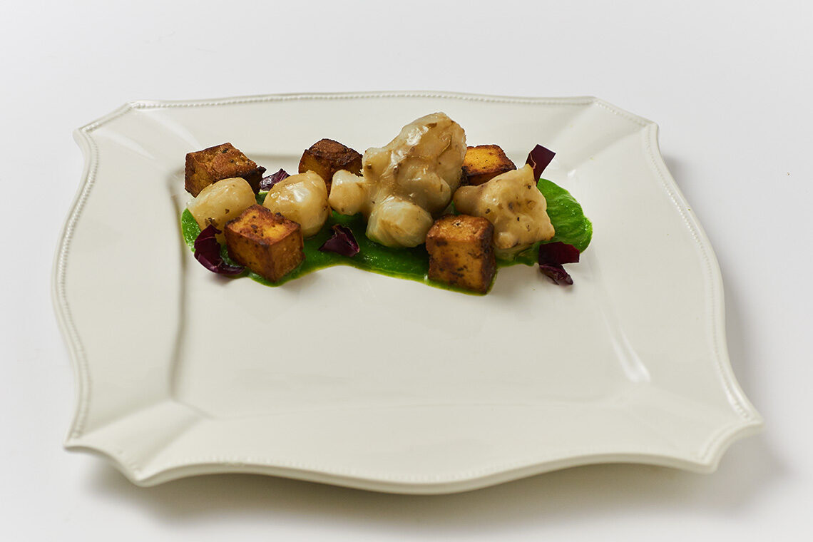 Crema di bietole, topinambur e tofu affumicato