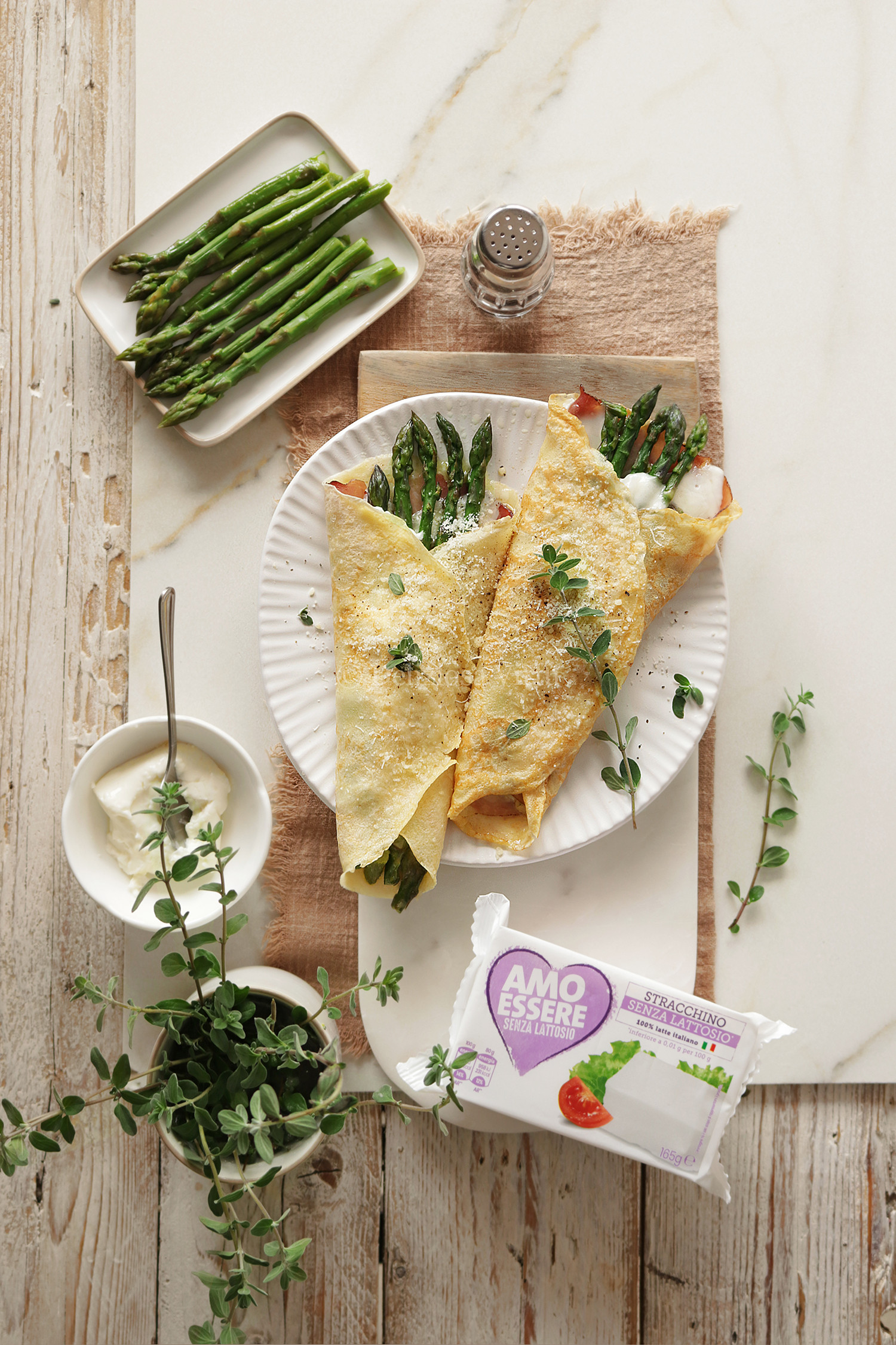Crepes con asparagi, speck e stracchino