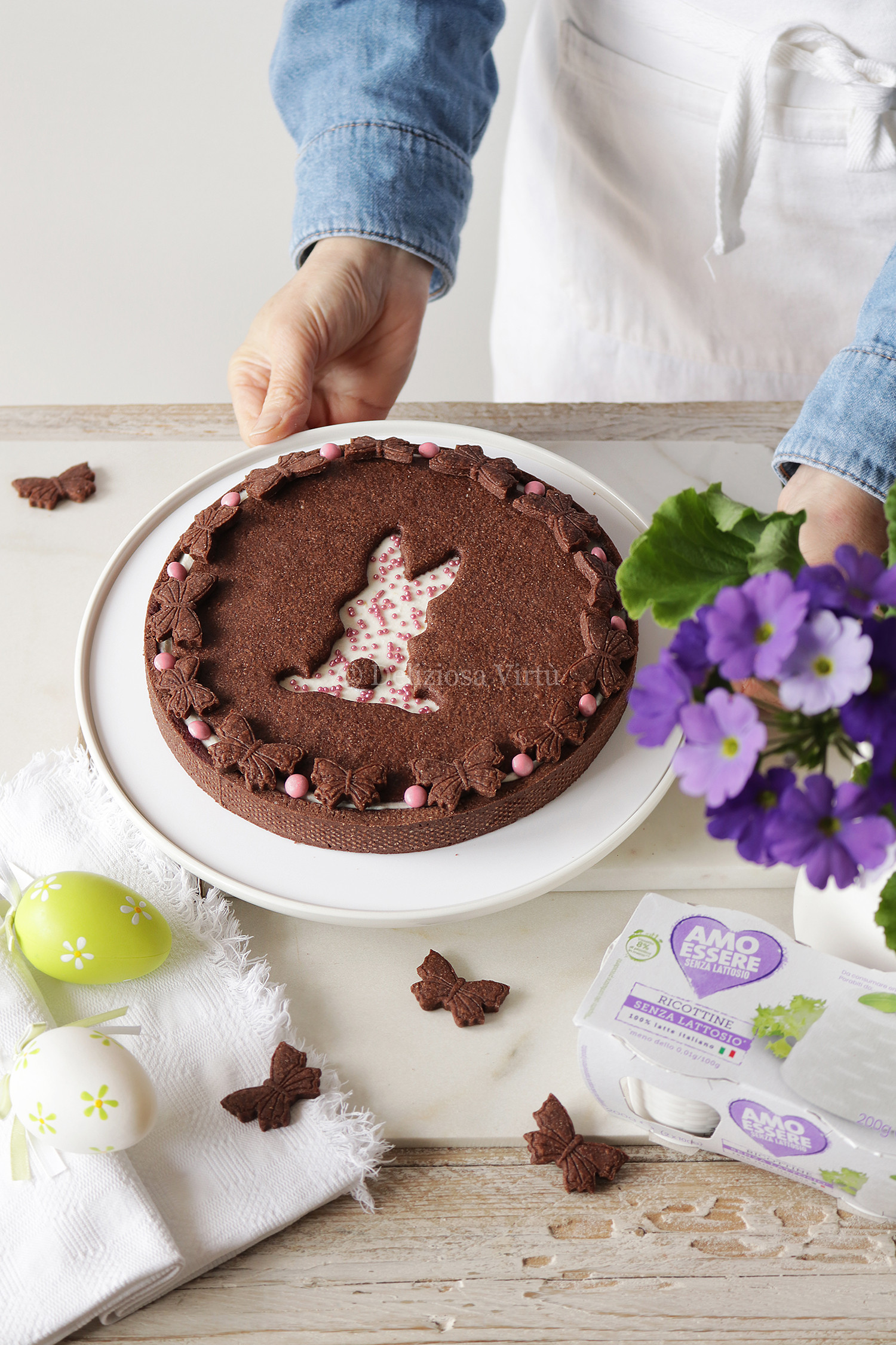 Crostata al cioccolato con mousse di ricotta