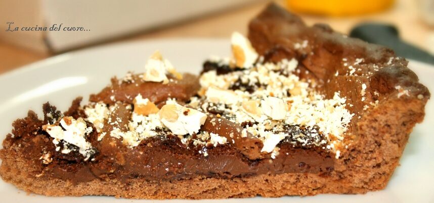 Crostata al cioccolato con torrone bianco