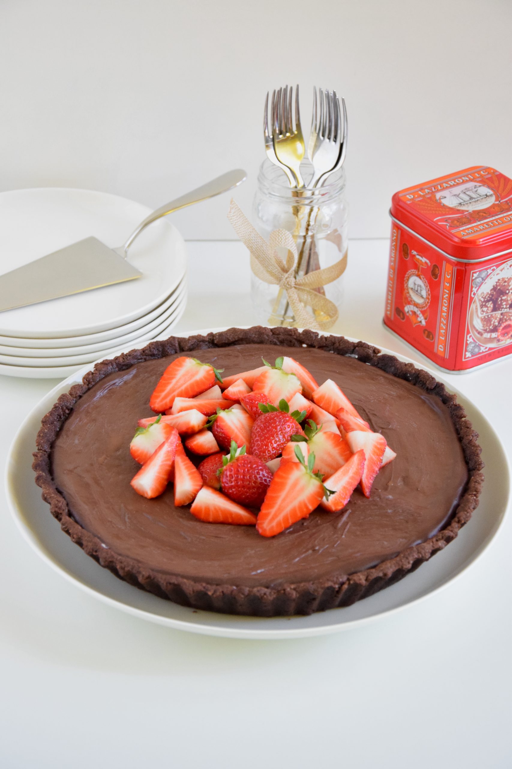 Crostata al cocco e ricotta con ganache al cioccolato