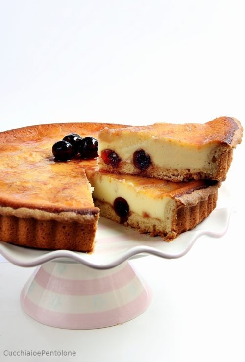 Crostata al flan di amarene sciroppate