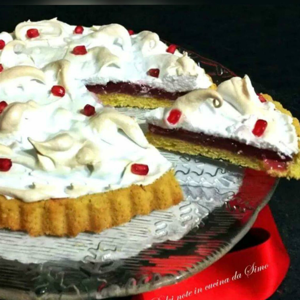Crostata con mousse di melograno