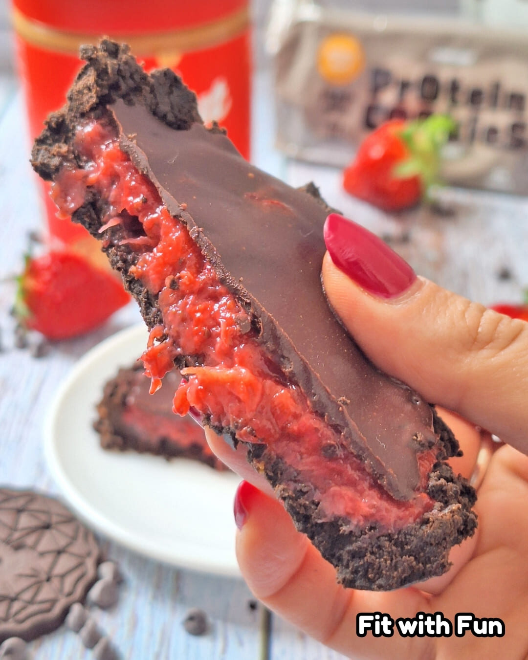 Crostatina fit fragole e cioccolato senza cottura