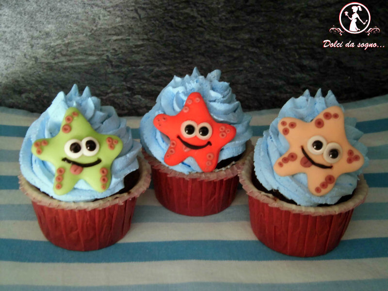 Cupcake con stella marina baby