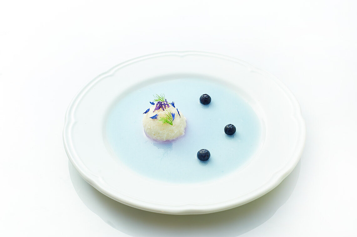 Dessert in blu