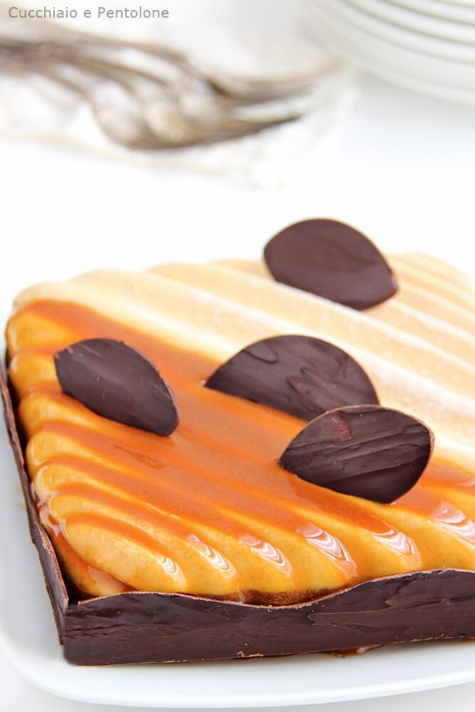 Dolce alle tre creme, caramello, caffe’ e pralinato