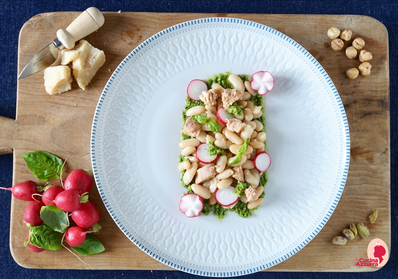 Fagioli tonno e pesto di ravanelli