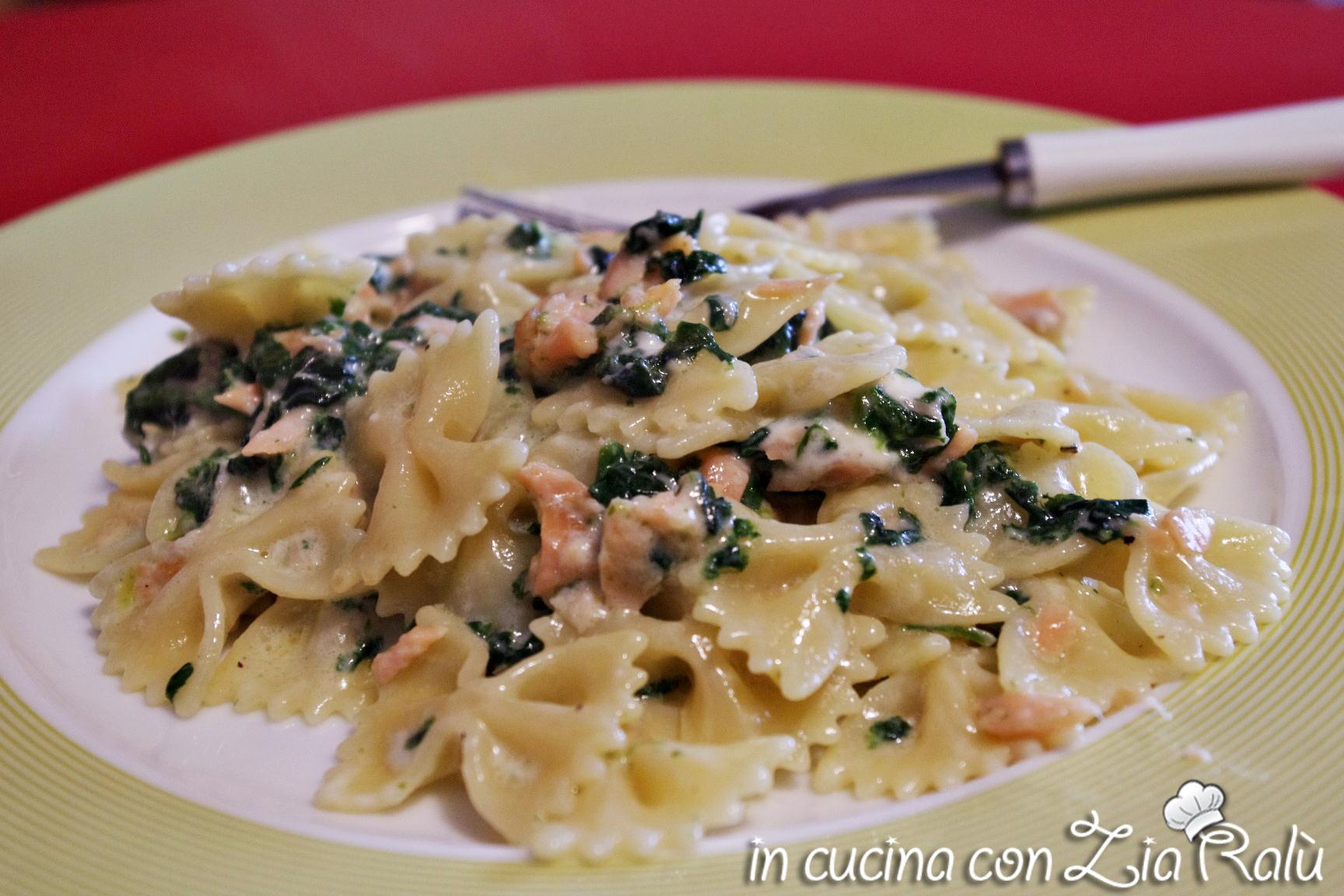 Farfalle salmone e spinaci