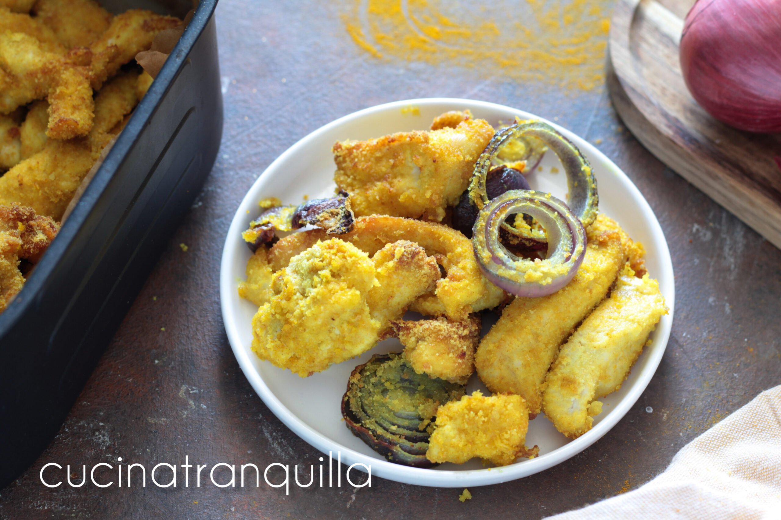 Filetti di pollo alla curcuma in friggitrice ad aria