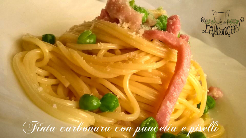 Finta carbonara con pancetta e piselli
