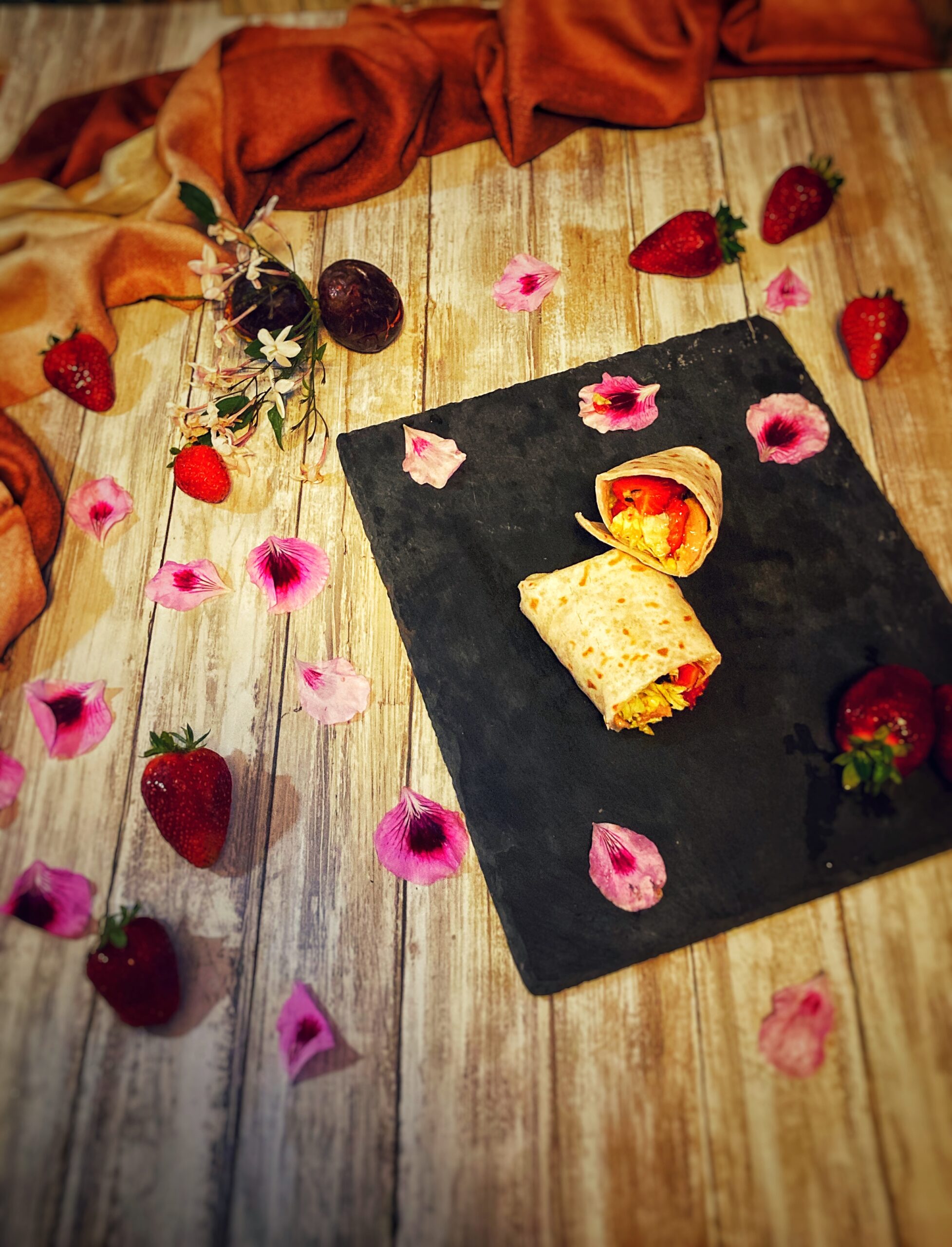 Fish and fruits wrap