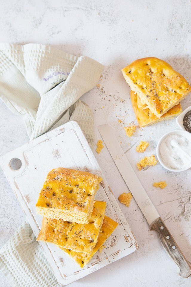 Focaccia con lievito madre e zucca