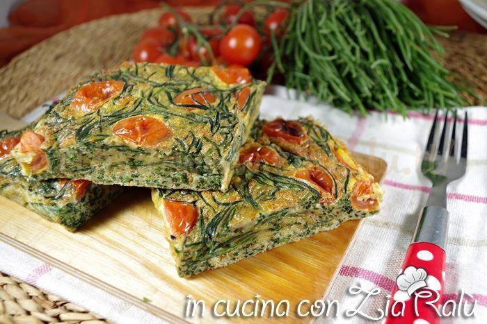 Frittata agli agretti e pomodorini al forno