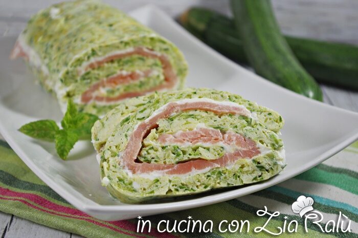 Frittata arrotolata zucchine robiola e salmone