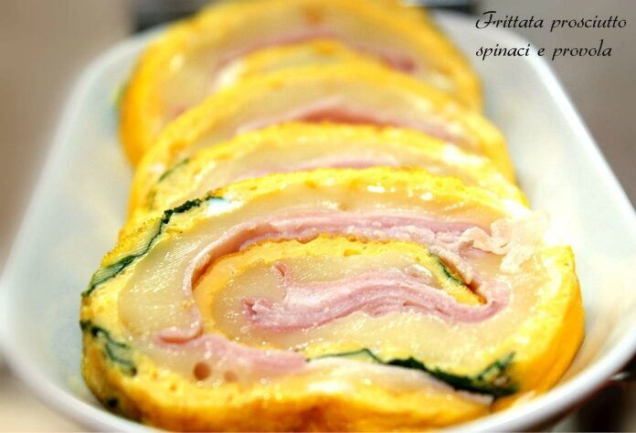 Frittata con prosciutto spinaci e provola