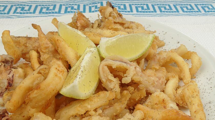 Frittura di anelli di calamari