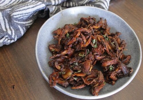 Funghi pleurotus che si credono pulled pork in friggitrice ad aria