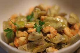 Gamberi e carciofi in salsa rosa