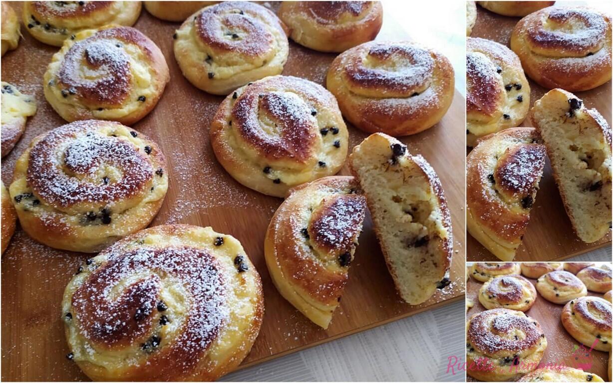 Girelle di brioche con crema pasticcera
